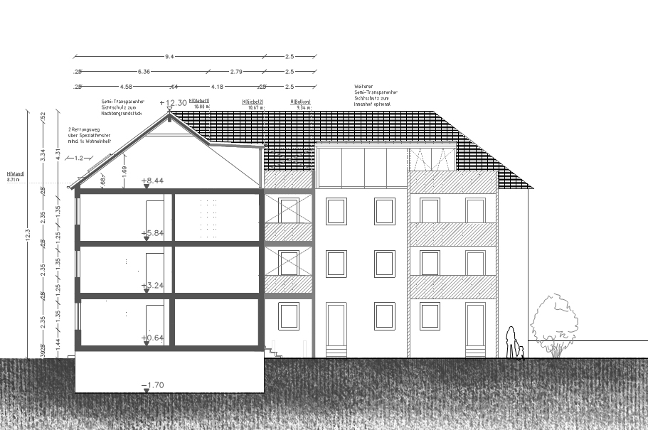 Dachgeschossausbau, Giebel u. Altane